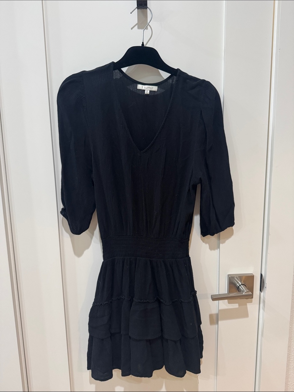 Z Supply Black V-Neck Tiered Mini Dress
